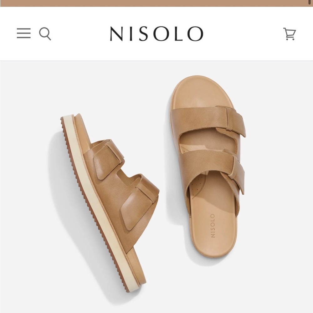 Nisolo Ella Flatform Slide, Almond, Size 9.5
